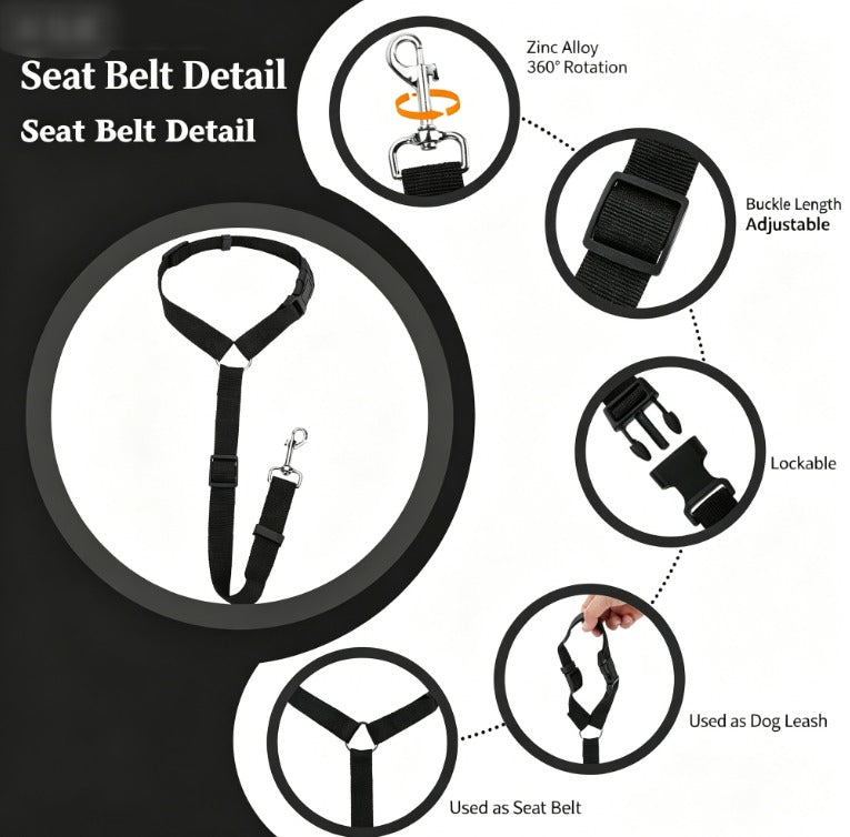 Eprolo pet car safety belt ring and harness for dogs, adjustable rear seat lead for secure travel and safety.