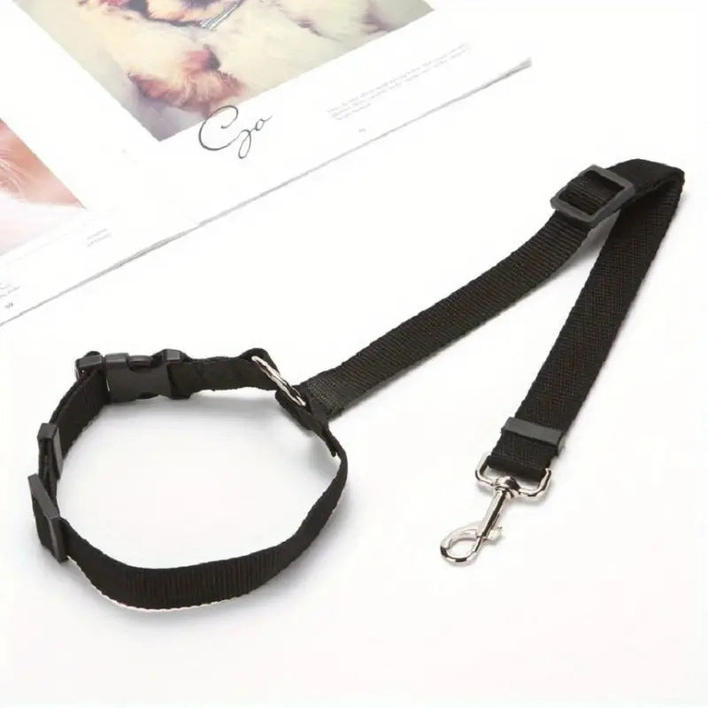 Eprolo pet car safety belt ring and rear seat harness for dogs, adjustable lead for secure travel in a vehicle.