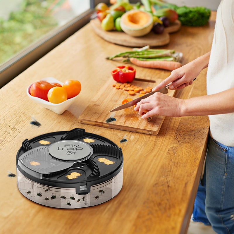 eprolo automatic fly trap with removable pest catcher for household and kitchen, designed to attract and trap flies effectively.