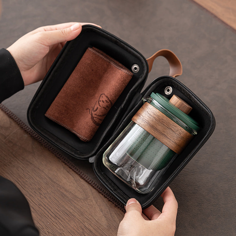 Portable eprolo travel tea set with small brewing cups and quick cup for outdoor use, ideal for simple kung fu tea brewing.