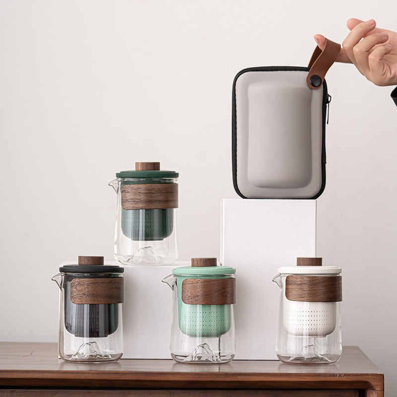 Portable eprolo travel tea set with small brewing cups and quick cup design, ideal for outdoor tea brewing and Kung Fu tea practice.