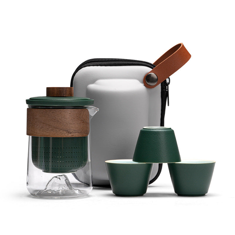 Portable travel tea set with brewing cups, compact design, ideal for outdoor use by eprolo, perfect for on-the-go tea brewing.