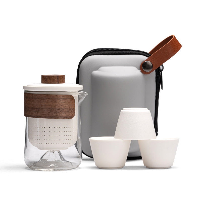 Portable eprolo travel tea set with small brewing cups and quick cup design, perfect for outdoor Kung Fu tea brewing.