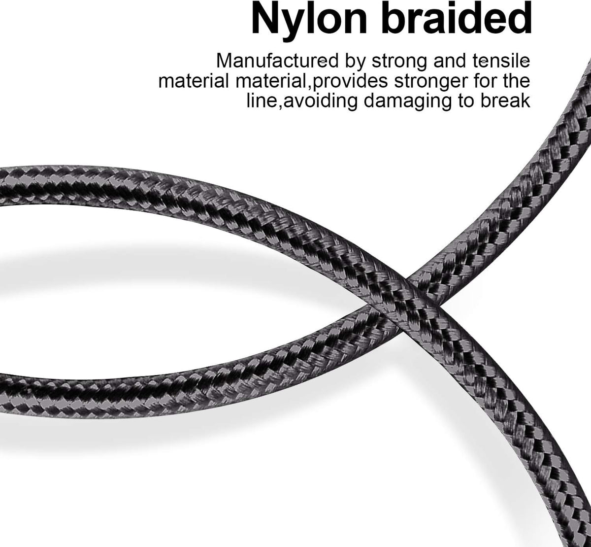 Eprolo QCable C100 black cable with connectors, coiled on a white background, showing its flexible design and durable construction.