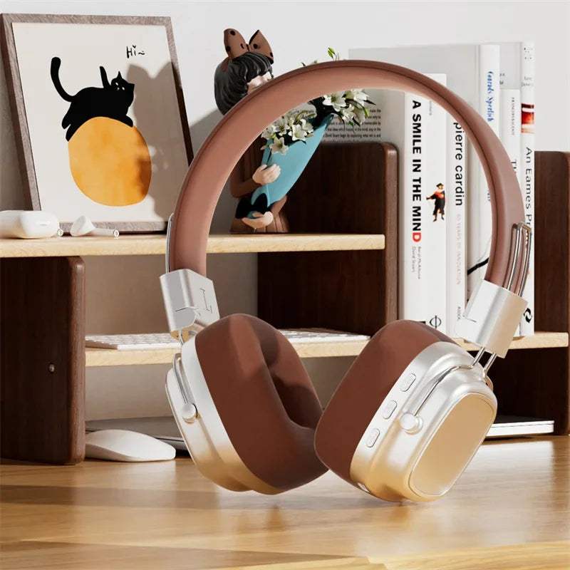 Eprolo Retro on-ear wireless Bluetooth headset with surround sound, talking microphone, and Bluetooth 5.3 technology.