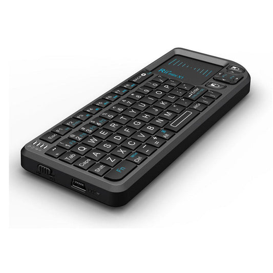 eprolo Rii X1 Mini wireless keyboard with built-in touchpad remote for home, office, and HTPC laptops.