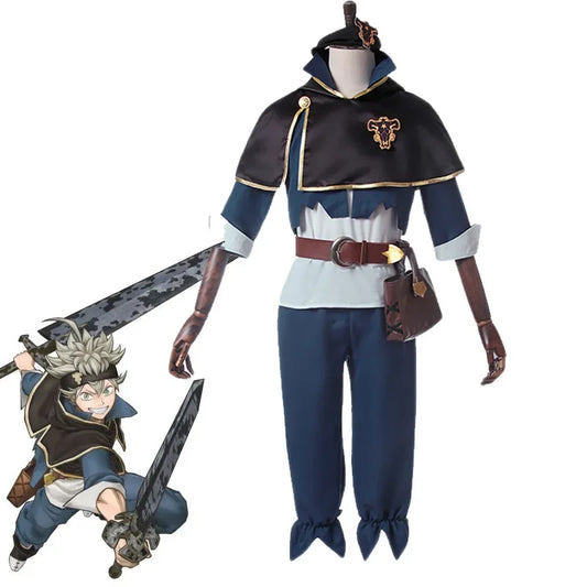 Anime Black Clover Asta and Yuno cosplay costume set featuring tops, pants, cloak, and accessories for men from eprolo.
