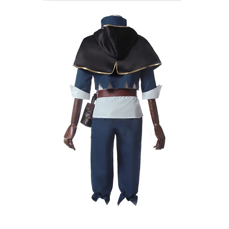 Anime Black Clover Asta and Yuno cosplay costume set including tops, pants, cloak, and accessories for men.