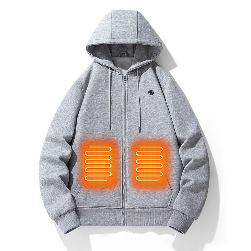 Eprolo men's heating hoodie with European and American zipper cardigan design, five-zone electric heating for outdoor warmth.
