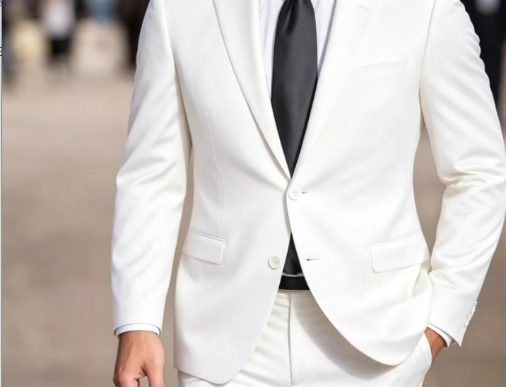 Formal men's slim fit suit with double buttons, solid color wedding tuxedo jacket, by eprolo, shown in image E25AE137783275E1591C45094A887C95.