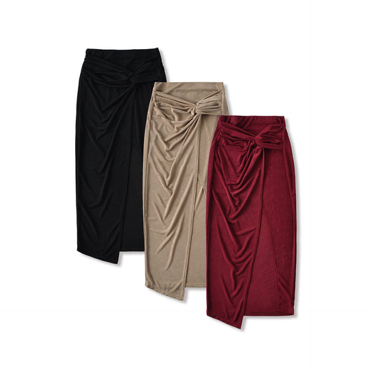 Eprolo high-waisted long skirt with a leg-revealing split, stylish and flowing with a modern design and elegant silhouette.