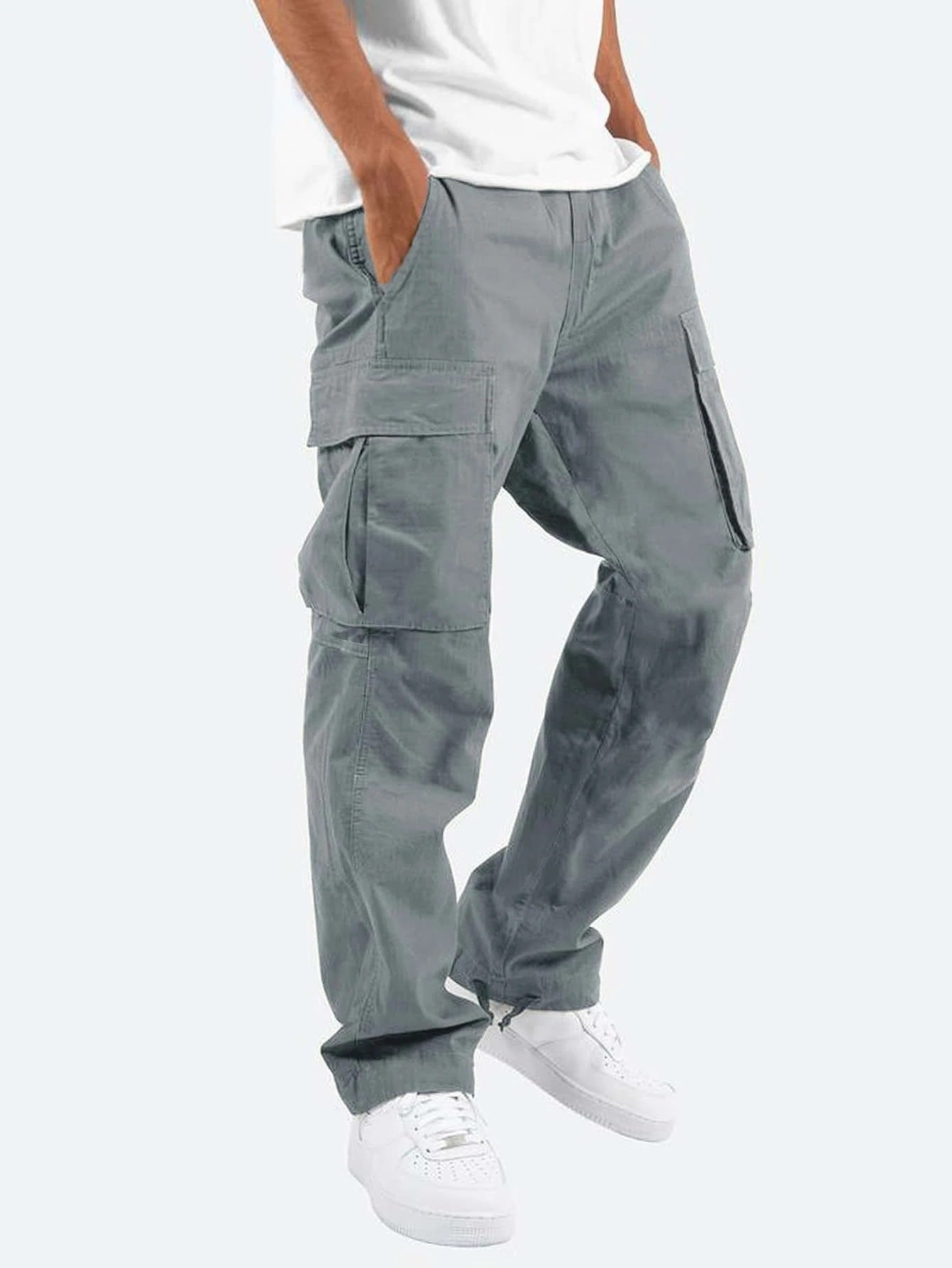 Men's cargo pants by eprolo, long casual and sporty trousers with multiple pockets, shown in a relaxed fit style.