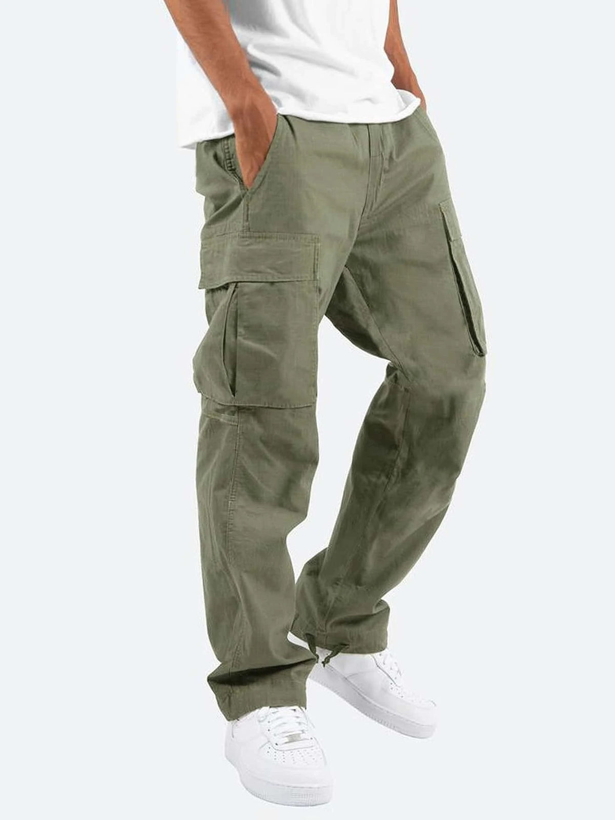 Men's cargo pants by eprolo, long casual and sporty trousers with multiple pockets, shown in a relaxed fit style.