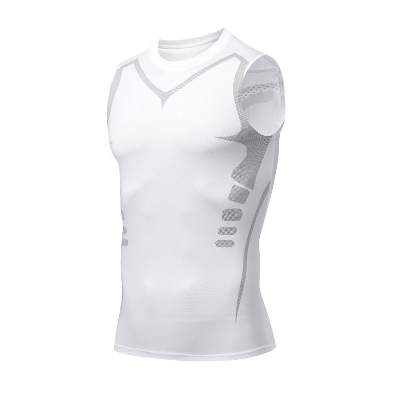 Men's quick-dry, breathable, moisture-wicking fitness training vest by eprolo, fitted short sleeve sports shirt with high elasticity