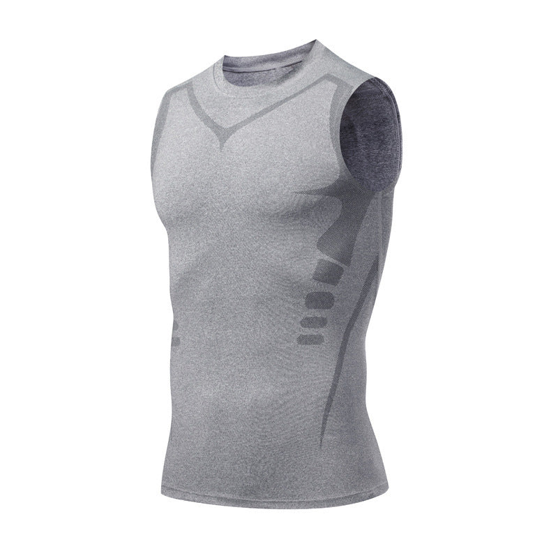 Men's eprolo athletic fitted short sleeve training vest with quick-dry, breathable, moisture-wicking, highly elastic fabric for fitness.