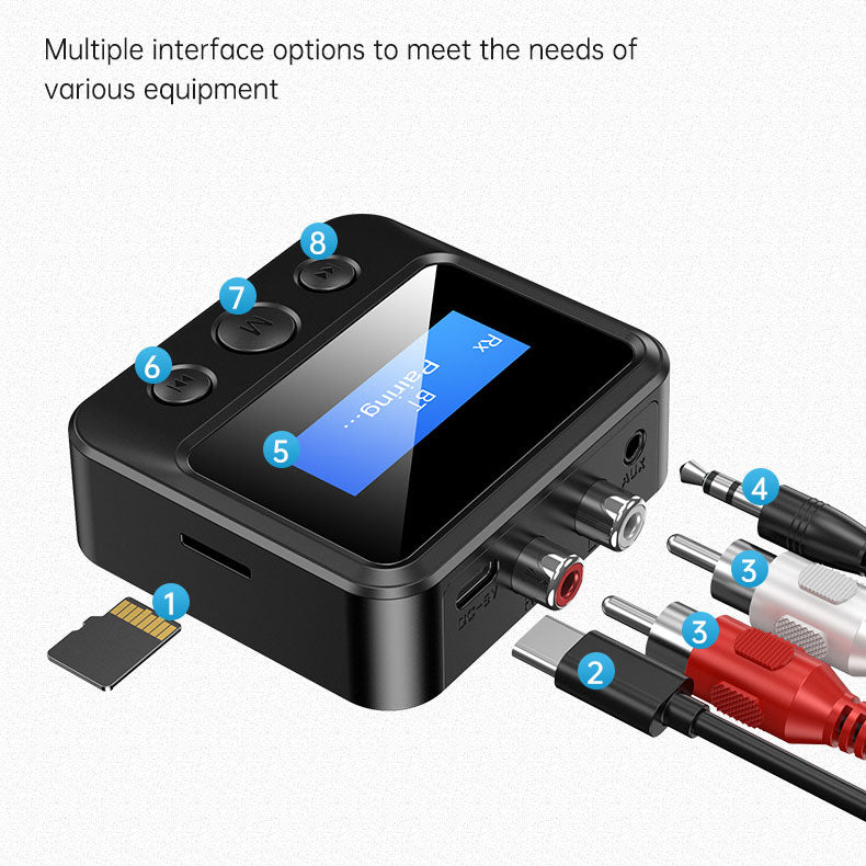 Screen display 2-in-1 Bluetooth audio adapter Bluetooth audio transmitter receiver Bluetooth 5.0 receiver - American Smart