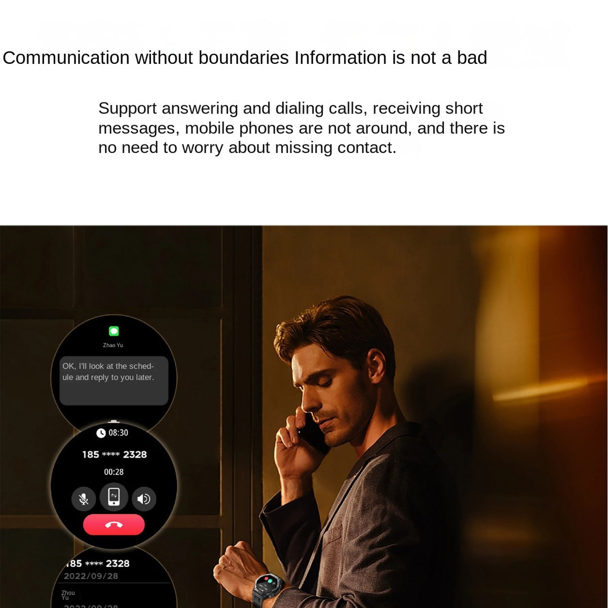 eprolo KT85 smart watch with Bluetooth call, flashlight, heart rate monitor, oximeter, and step counter, outdoor multi-functional watch