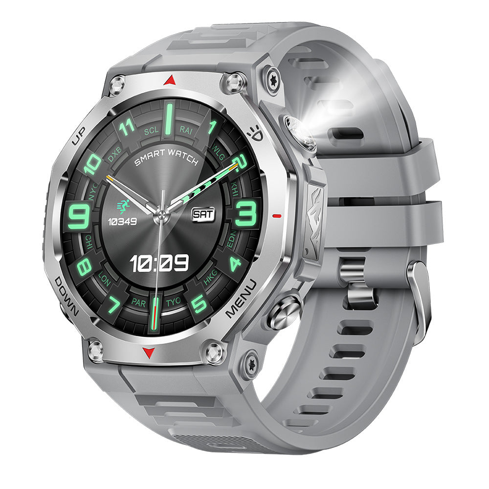 Eprolo KT85 Smart Watch with Bluetooth calling, flashlight, heart rate monitor, oximeter, and step counter on outdoor display