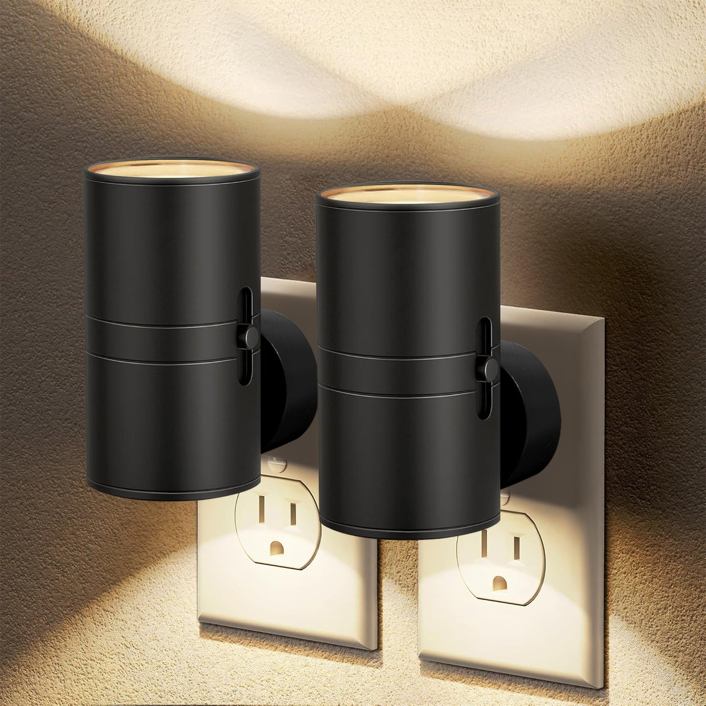 Cylinder LED Night Light, 0-100% Brightness Adjustable, Twilight to Dawn Sensor Indoor Lighting Decorative Lamp - American Smart
