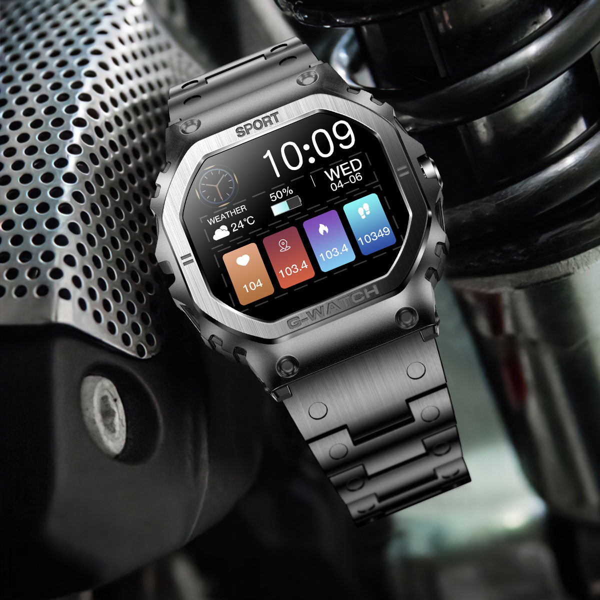 Eprolo I108 smartwatch with high-definition screen, Bluetooth call, sports band, blood oxygen monitor, and IP68 waterproof design.
