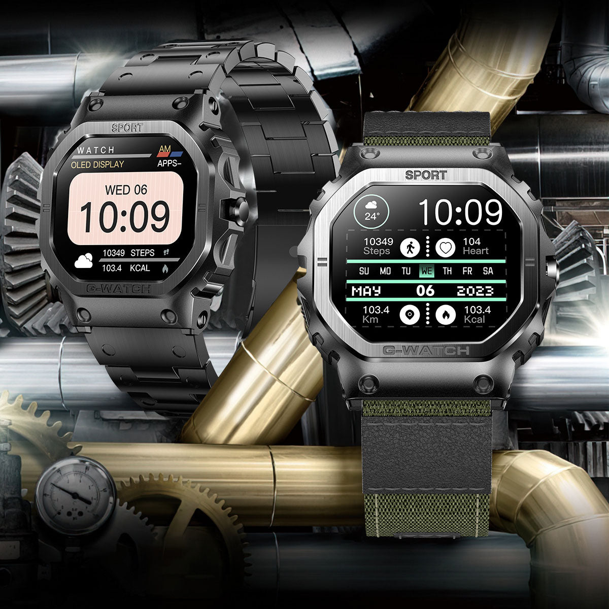 eprolo I108 smartwatch with high-def screen, Bluetooth calling, sports band, blood oxygen monitor, and IP68 waterproof design