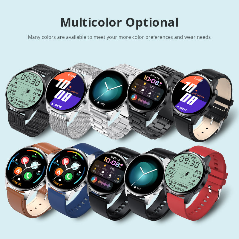 Eprolo I29 smart bracelet displaying heart rate, blood pressure, blood oxygen levels, music control, and Bluetooth call features.