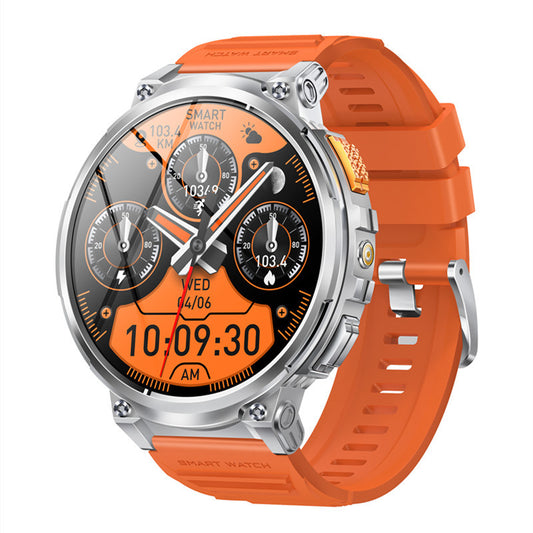 Eprolo K66 outdoor sports smartwatch for men with flashlight feature, black band and digital display showing time and activity data.