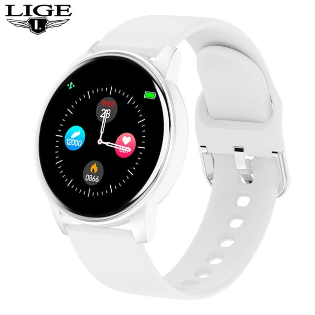 Eprolo women's smart watch with fitness tracker, heart rate monitor, weather forecast, and sports features for Android and iOS smartphones.