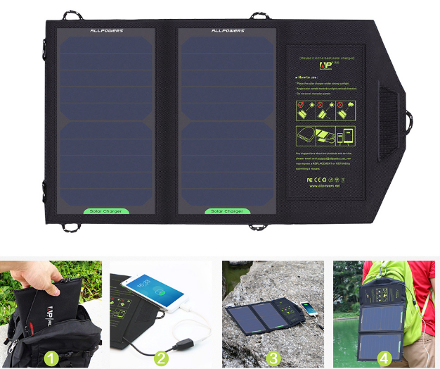 Eprolo 10W 5V portable solar panel charger for phones, ideal for hiking and outdoor activities, with a compact design.