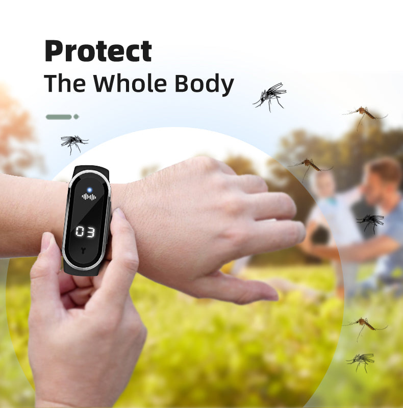 Eprolo ultrasonic mosquito repellent bracelet for children and adults, electronic watch style, safe for pregnant women.