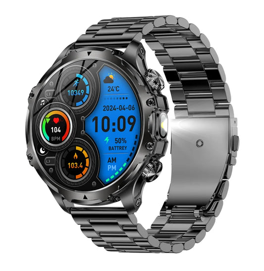 AK75 Smart Watch Flashlight  Men Outdoors Sports Fitness Tracker 700mah Large Battery BT Calling LED Light Smartwatch - American Smart