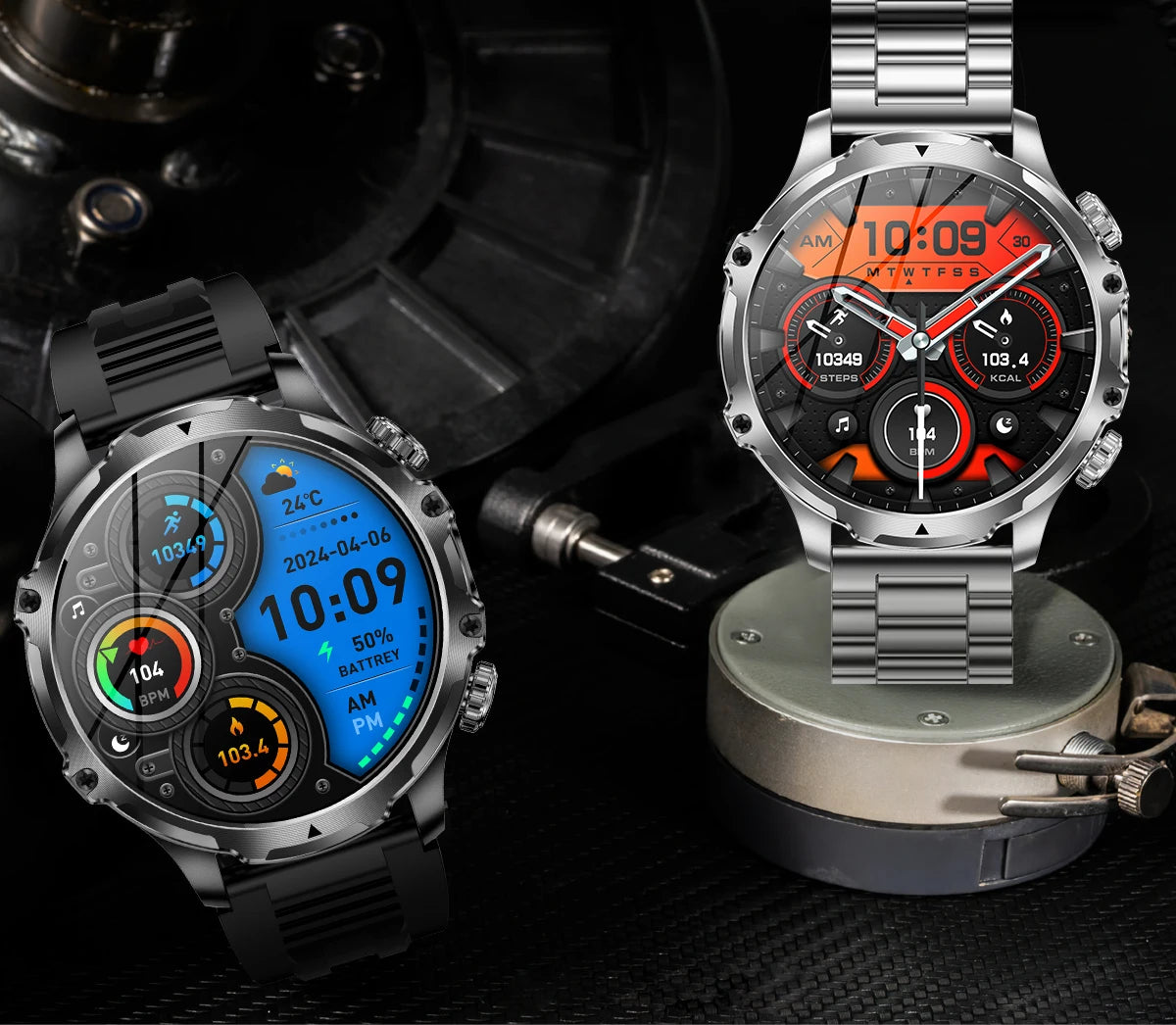 AK75 Smart Watch Flashlight  Men Outdoors Sports Fitness Tracker 700mah Large Battery BT Calling LED Light Smartwatch - American Smart