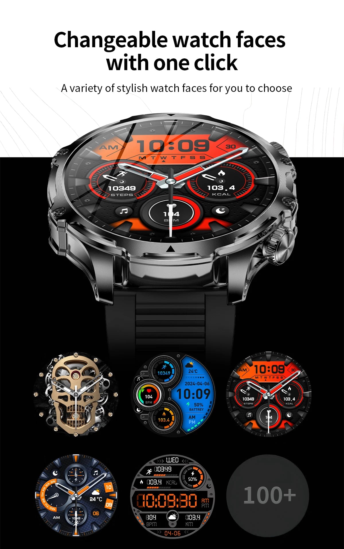 AK75 Smart Watch Flashlight  Men Outdoors Sports Fitness Tracker 700mah Large Battery BT Calling LED Light Smartwatch - American Smart