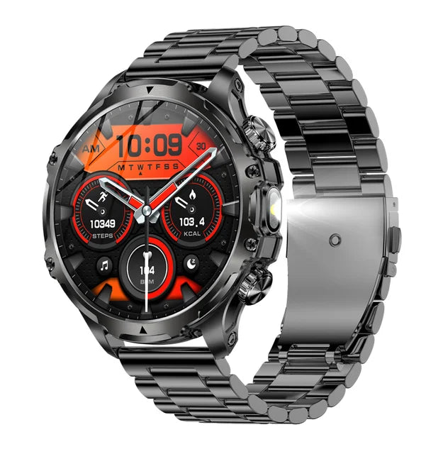 AK75 Smart Watch Flashlight  Men Outdoors Sports Fitness Tracker 700mah Large Battery BT Calling LED Light Smartwatch - American Smart