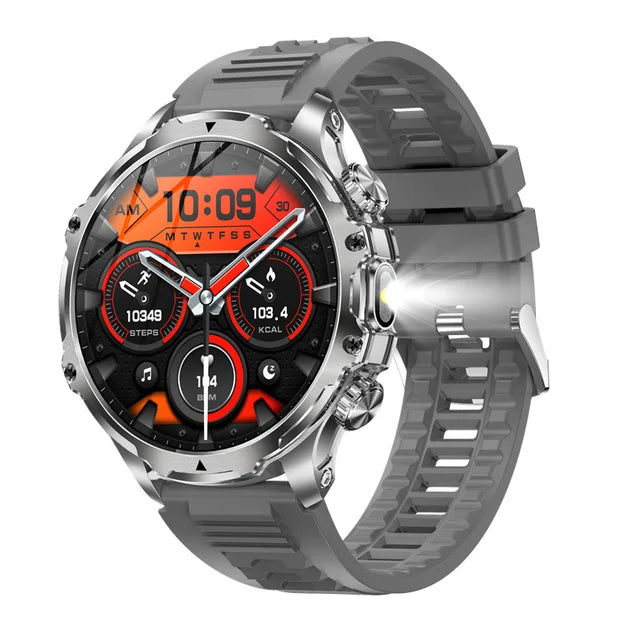 AK75 Smart Watch Flashlight  Men Outdoors Sports Fitness Tracker 700mah Large Battery BT Calling LED Light Smartwatch - American Smart