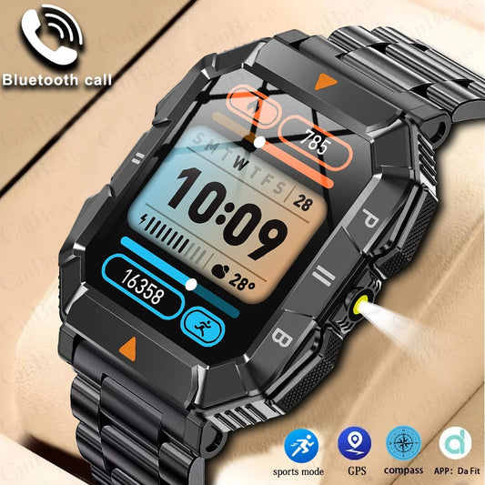 Eprolo YK03 smartwatch with Bluetooth call, flashlight, waterproof design, heart rate, blood oxygen, and fitness health monitoring