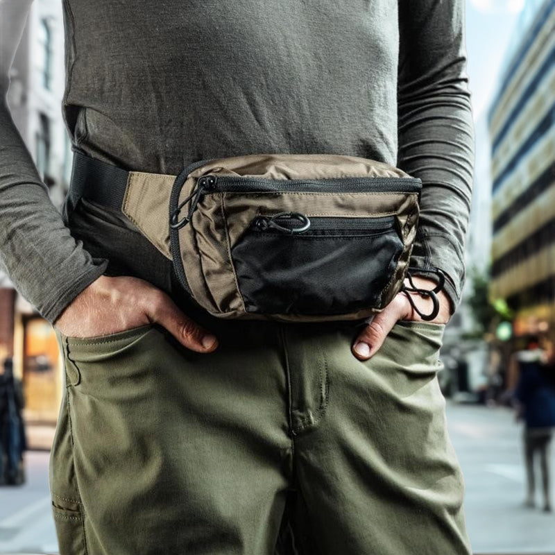 Eprolo tactical Molle chest and waist bag with pistol holster for EDC and hunting, featuring multiple compartments and adjustable straps.