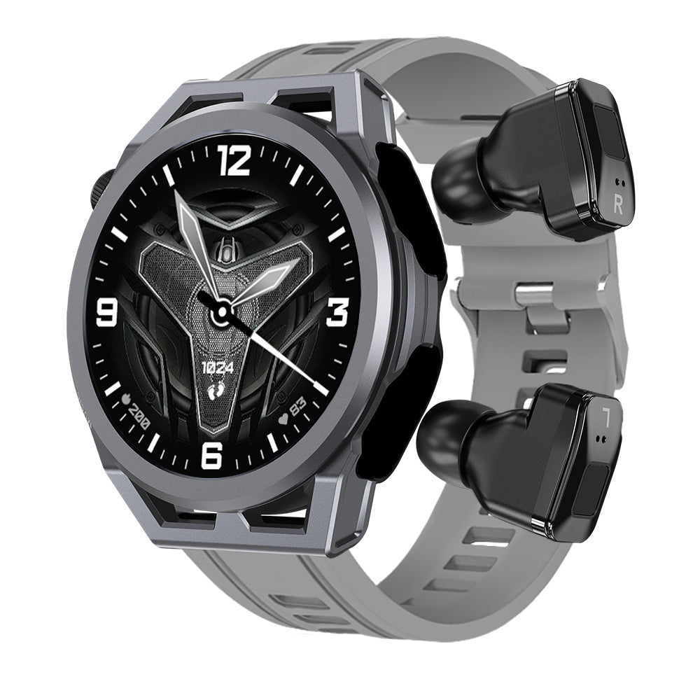 Black eprolo N18 smart watch with TWS earbuds, showing heart rate and blood pressure health monitoring on the display.