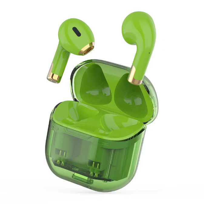 Eprolo transparent Bluetooth headset with noise reduction, true wireless design, for sports and gaming with call clarity.
