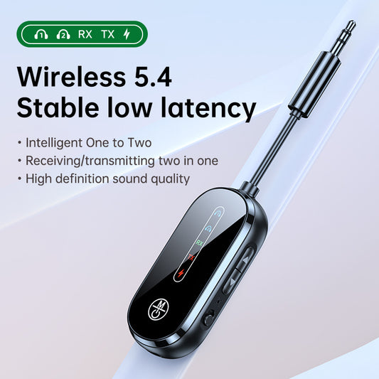 eprolo Two-in-One Bluetooth receiver transmitter adapter for cars, airplanes, ships, and gyms with dual connectivity features.