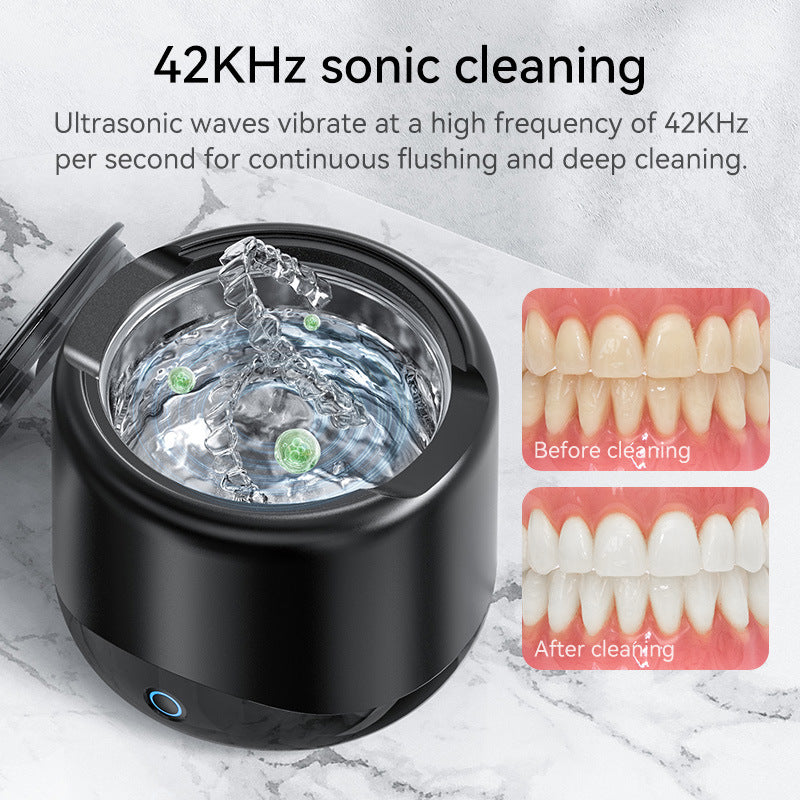 Portable eprolo ultrasonic cleaning machine for jewelry, dentures, toothbrush heads, and tooth covers, featuring a compact design.