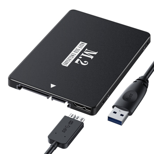 Eprolo USB 3.0 SATA III 2.5-inch aluminum case for M.2 NGFF SSD solid state drive, black and silver with cooling fins