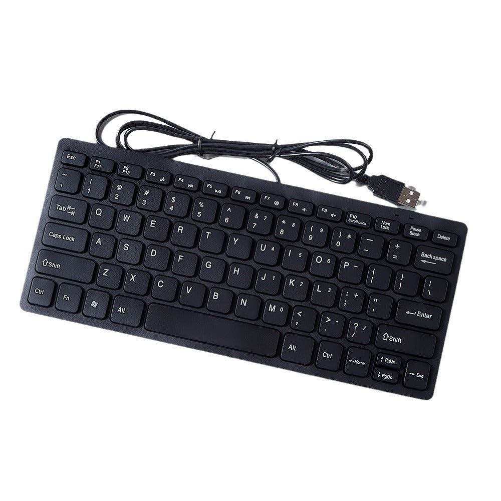 Wired eprolo mini chocolate USB keyboard for desktop and laptop, featuring silent, small, compact design with low-profile keys.