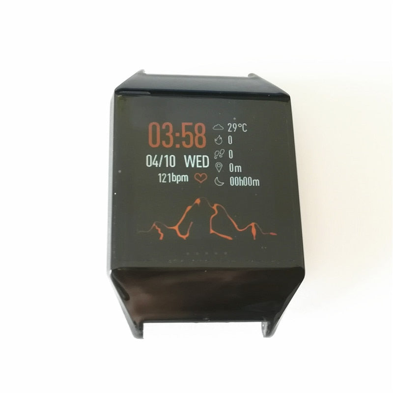 eprolo W1S Smart Watch bracelet with fitness tracker, blood pressure, and heart rate monitor display showing health metrics