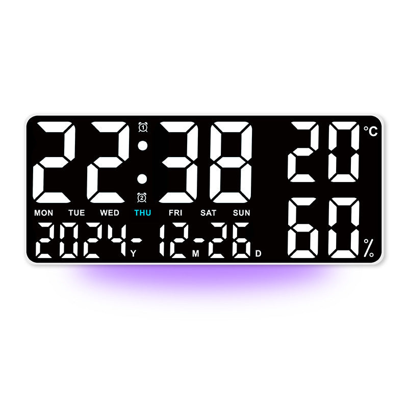 Digital Wall Clock with Temperature & Humidity Display, Multifunctional LED Alarm Clock with Remote Control, Ambient Light. - American Smart