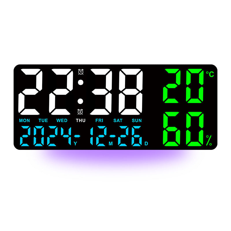 Digital Wall Clock with Temperature & Humidity Display, Multifunctional LED Alarm Clock with Remote Control, Ambient Light. - American Smart