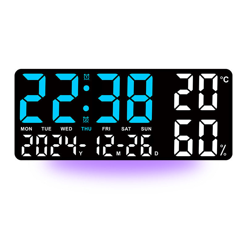 Digital Wall Clock with Temperature & Humidity Display, Multifunctional LED Alarm Clock with Remote Control, Ambient Light. - American Smart