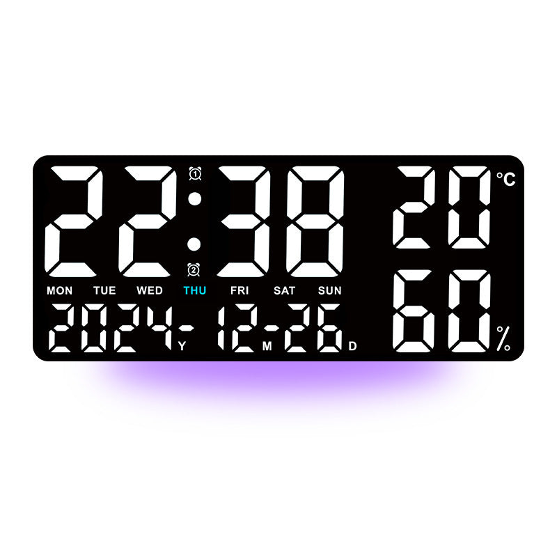 Digital Wall Clock with Temperature & Humidity Display, Multifunctional LED Alarm Clock with Remote Control, Ambient Light. - American Smart