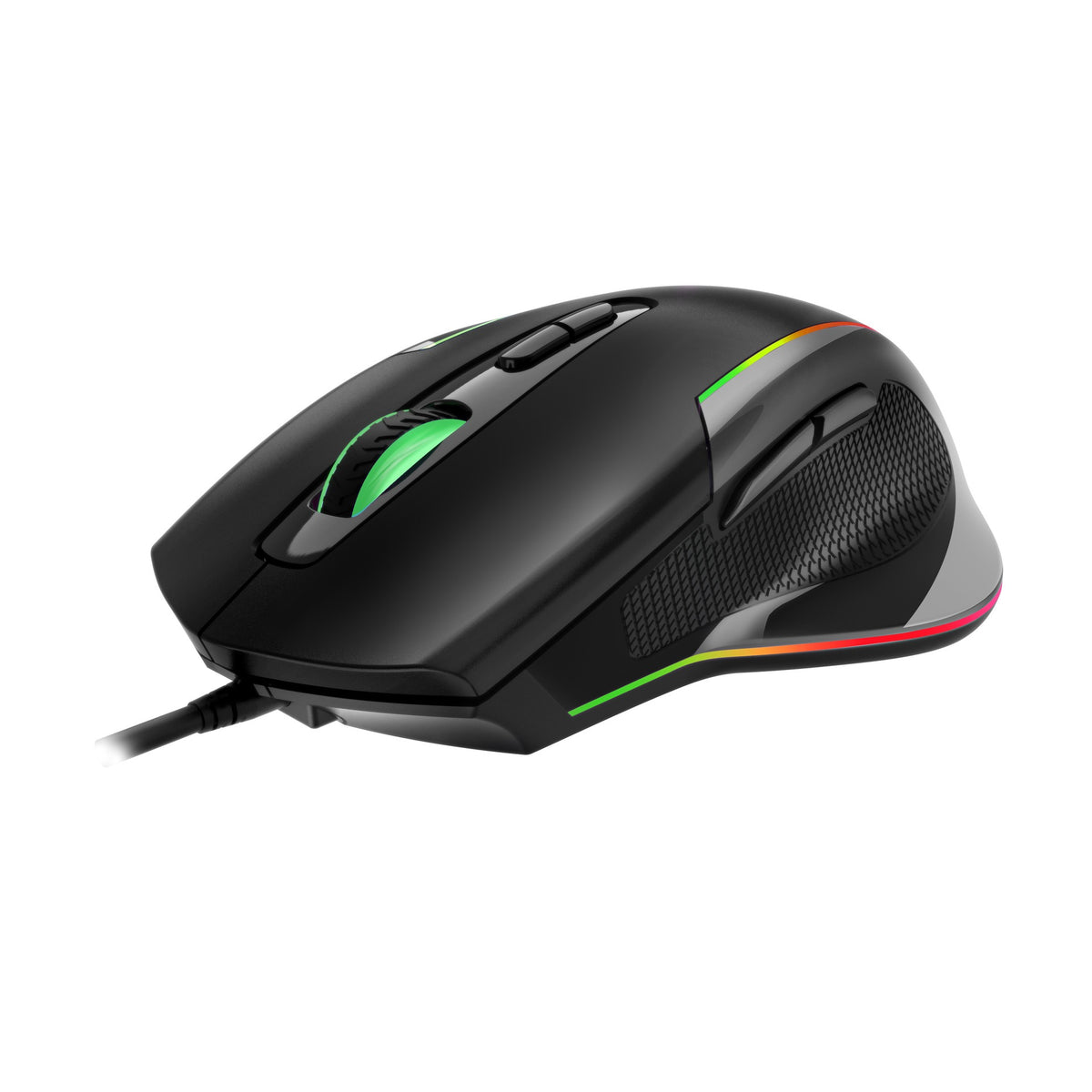 Eprolo wired optical gaming mouse with seven macro keys and breathing LED lights, designed for precise gaming performance.