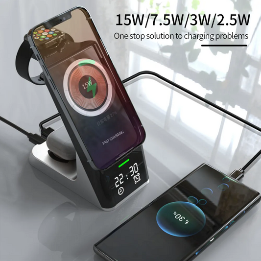 eprolo wireless charger 6-in-1 multi-function clock with magnetic suction for Apple 14, mobile phone, headset, watch, fast charging